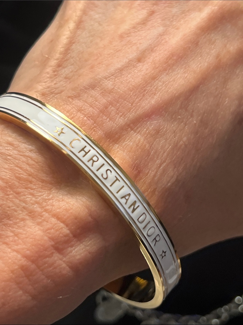 Up Cycled White and Gold Enamel Cuff Bracelet